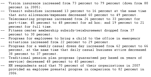  Employee Benefits See Little Change From 2006