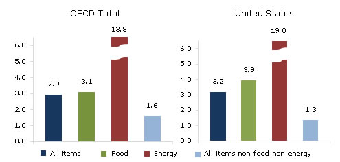  OECD Annual Inflation Continues Rising to 2.9% in April 2011